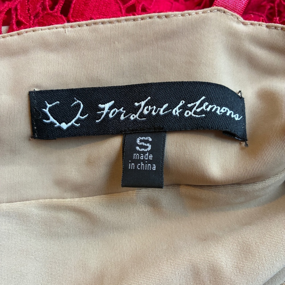 For Love and Lemons | Gianna Lace Dress Red Sz S - Picture 8 of 12